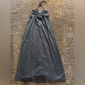 Black & White Flowy Halter Maxi Dress